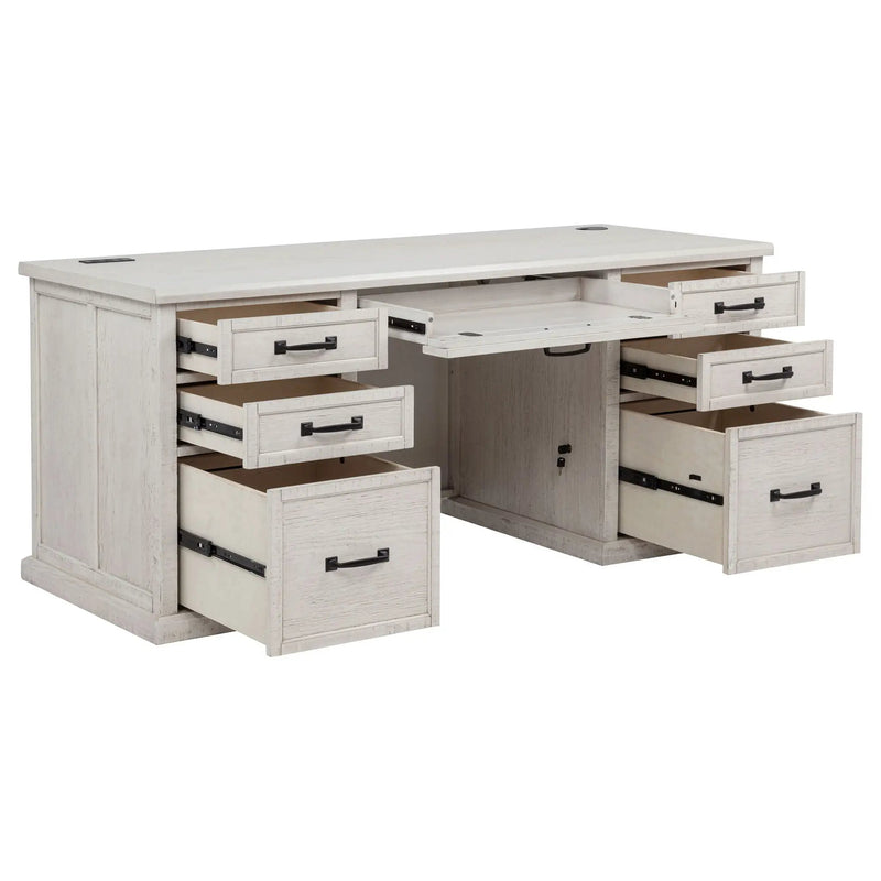 Altidore 68-inch 7-drawer Executive Home Office Desk Distressed White by Unique Piece Furniture