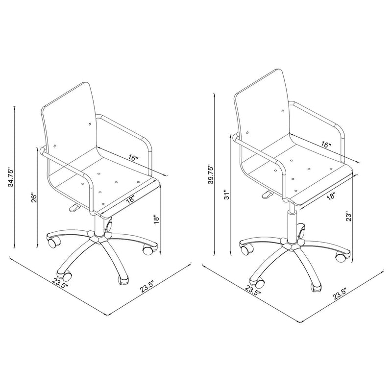 Clear Office Chair With Caster Wheels Futuristic Design, Adjustable Height - Clear by HouseOfZazla