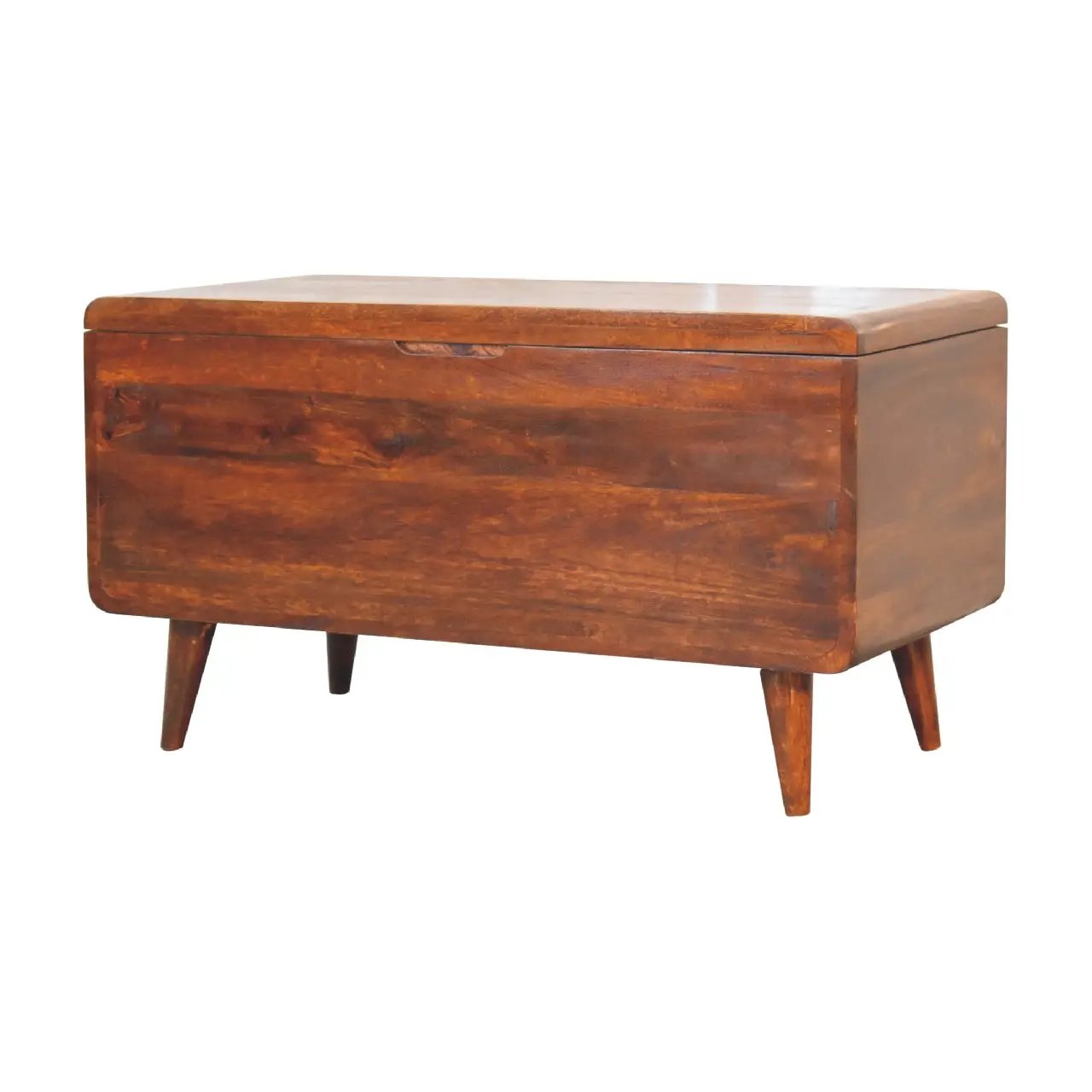 Solid Wood Curved Chestnut Blanket Box by HouseOfZazla
