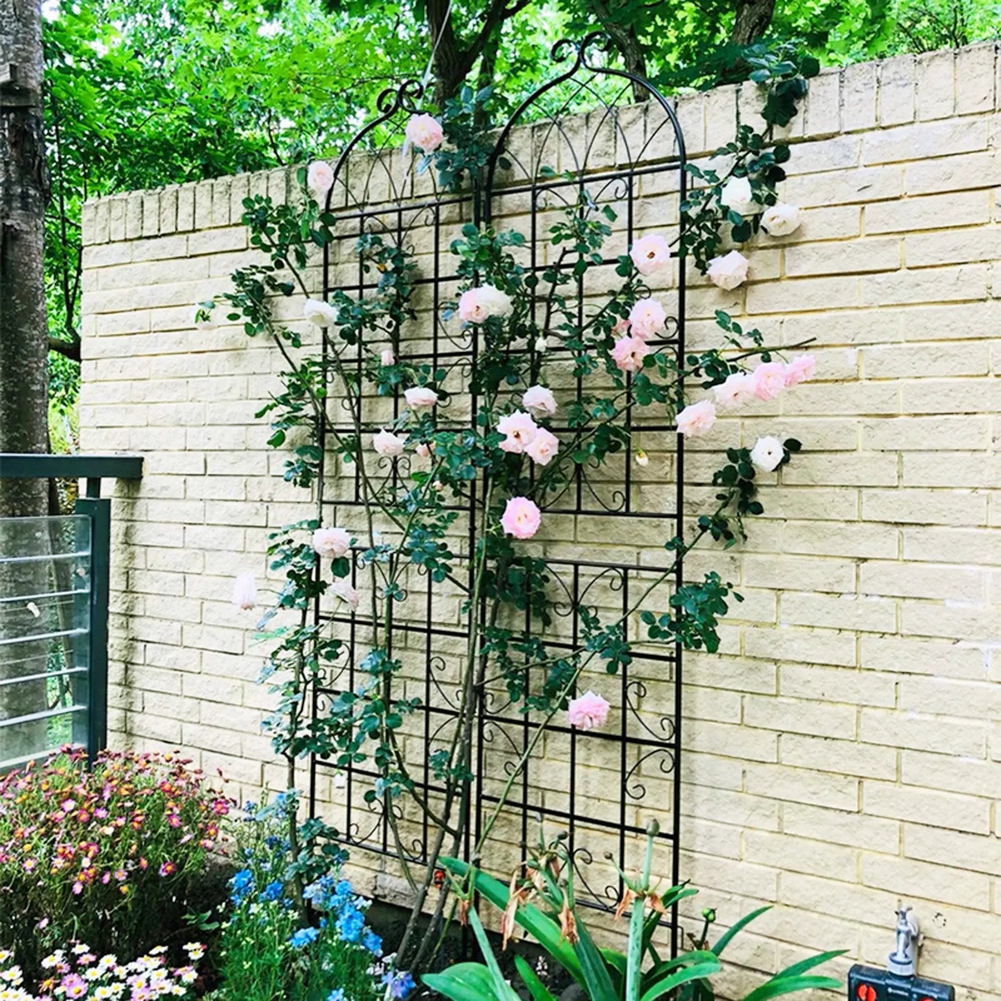 Metal Garden Trellis 4 Pack Rustproof Climbing Plant Supports by HouseOfZazla
