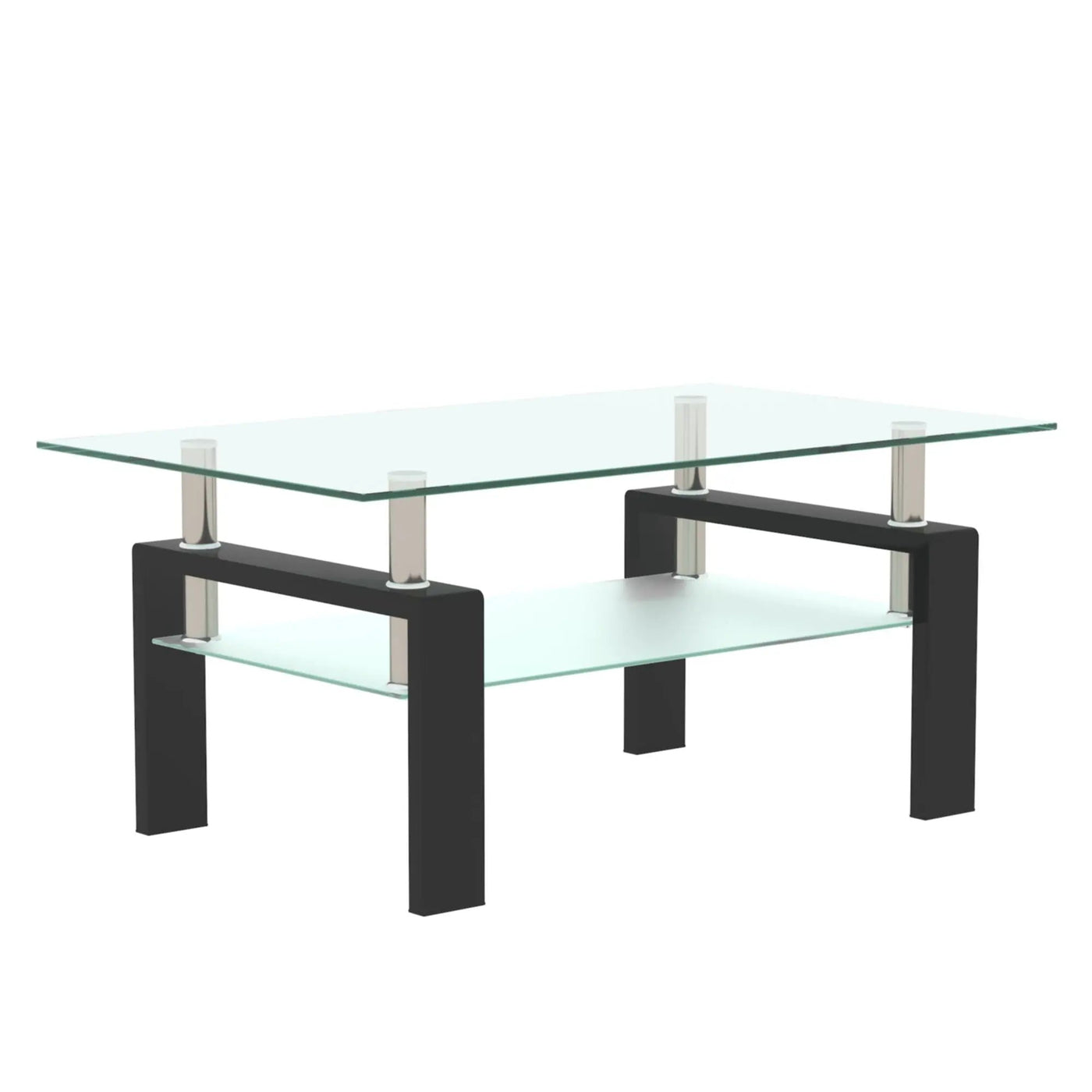 Modern Rectangular Coffee Table With Tempered Glass Top by HouseOfZazla