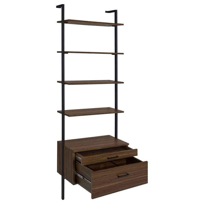 Wendell - 4 Shelf Storage Wall Bookshelf - Walnut by HouseOfZazla