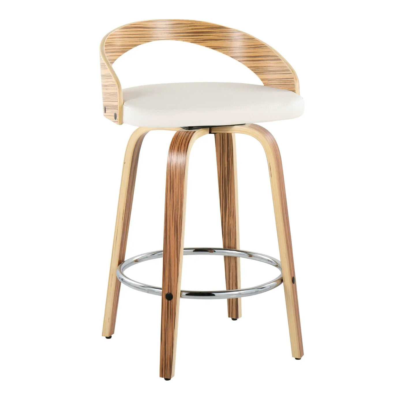 Grotto - Mid Century Modern Fixed Height Counter Stool With Swivel With Round Footrest (Set of 2) by HouseOfZazla