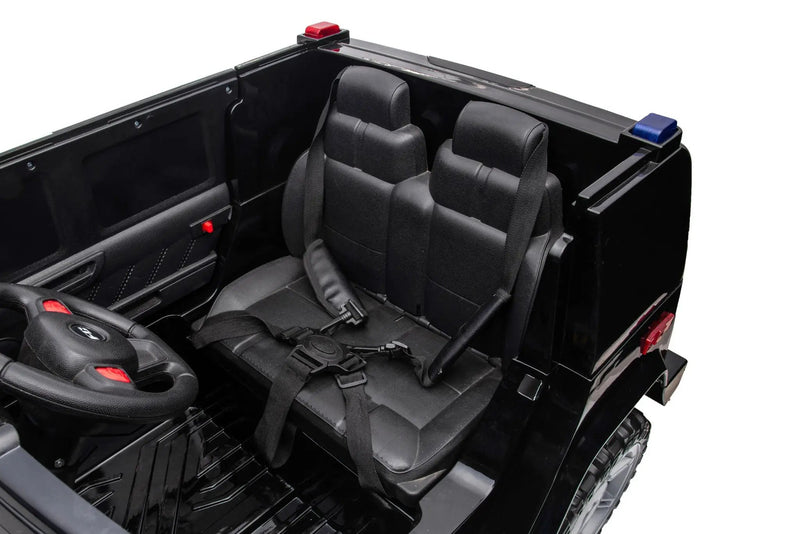 12V7A 30W*2 Four-Wheel Drive Seat One Button Start, Forward And Backward, High And Low Speed, Music, Front Light, Power Display, Two Doors Can Open, 2.4G R / C, Seat Belt Four Wheel Absorber by HouseOfZazla