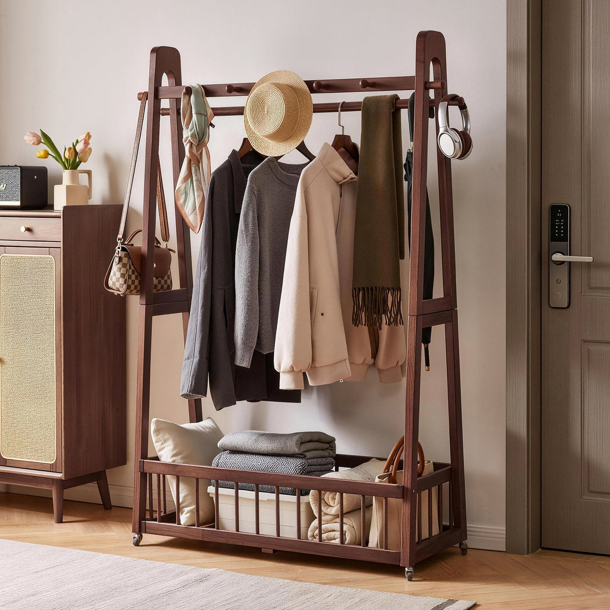 Solid Wood Freestanding Clothing Garment Rack, photo 6 of 10