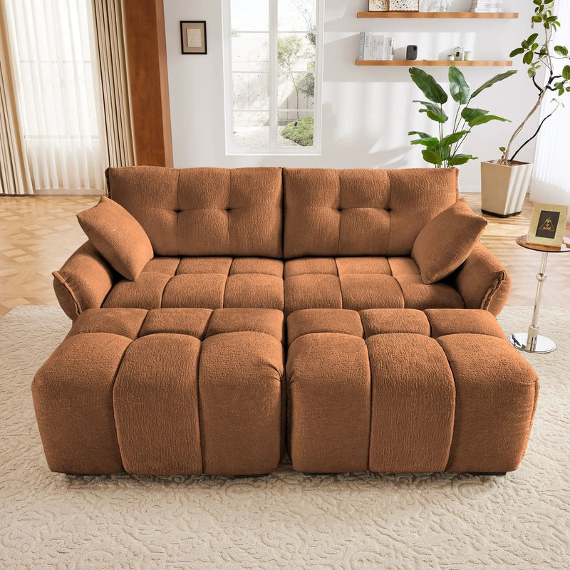 Sofa Set With Ottoman And Pillows, Textured, High Resilience Cushions by Unique Piece Furniture