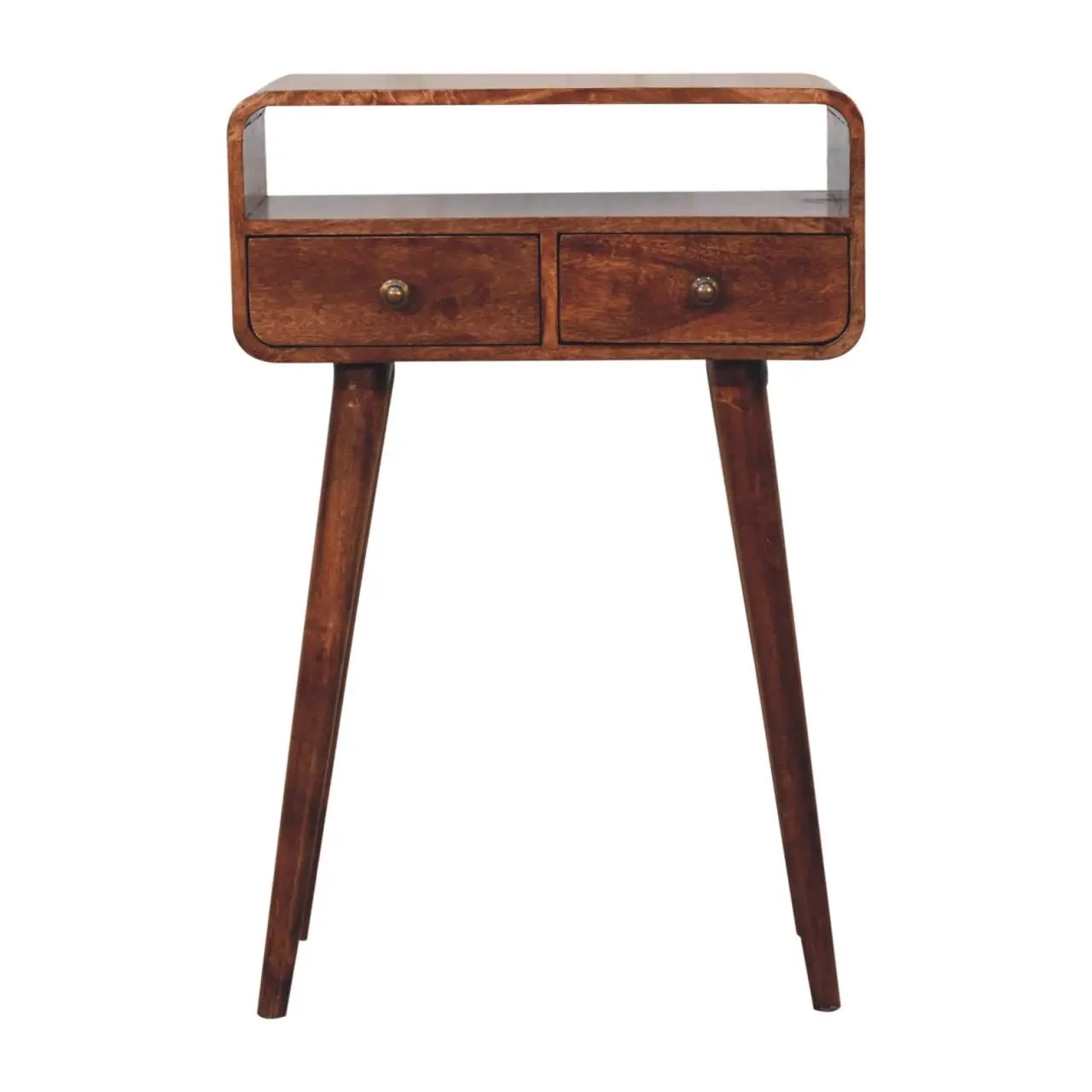 Solid Wood Mini Curved Honey Console Table by HouseOfZazla