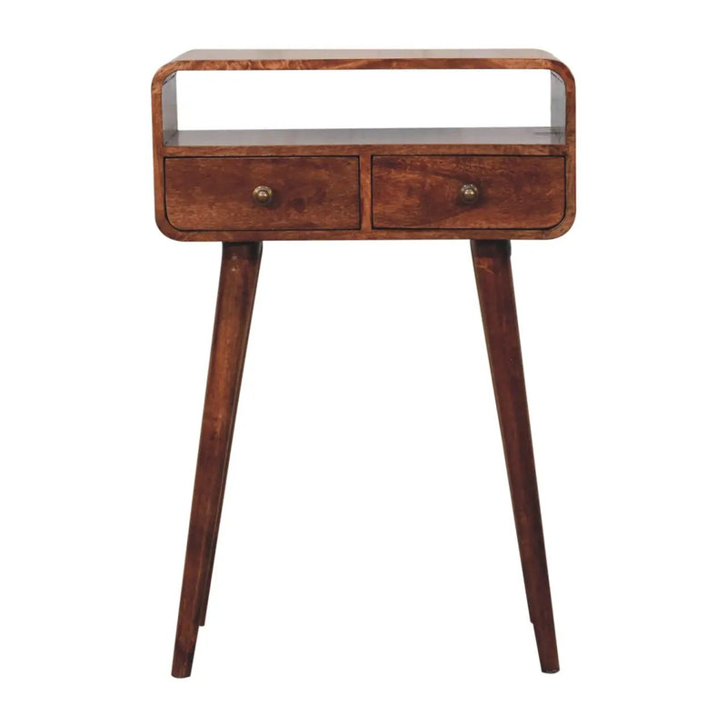 Solid Wood Mini Curved Honey Console Table by HouseOfZazla