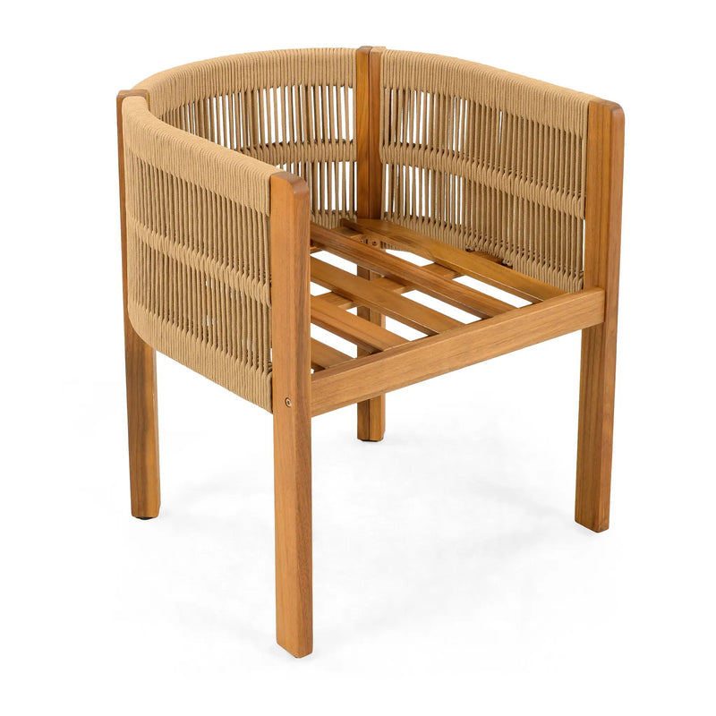 Outdoor Dining Set with Acacia Wood Table and 4 Chairs, Beige by HouseOfZazla