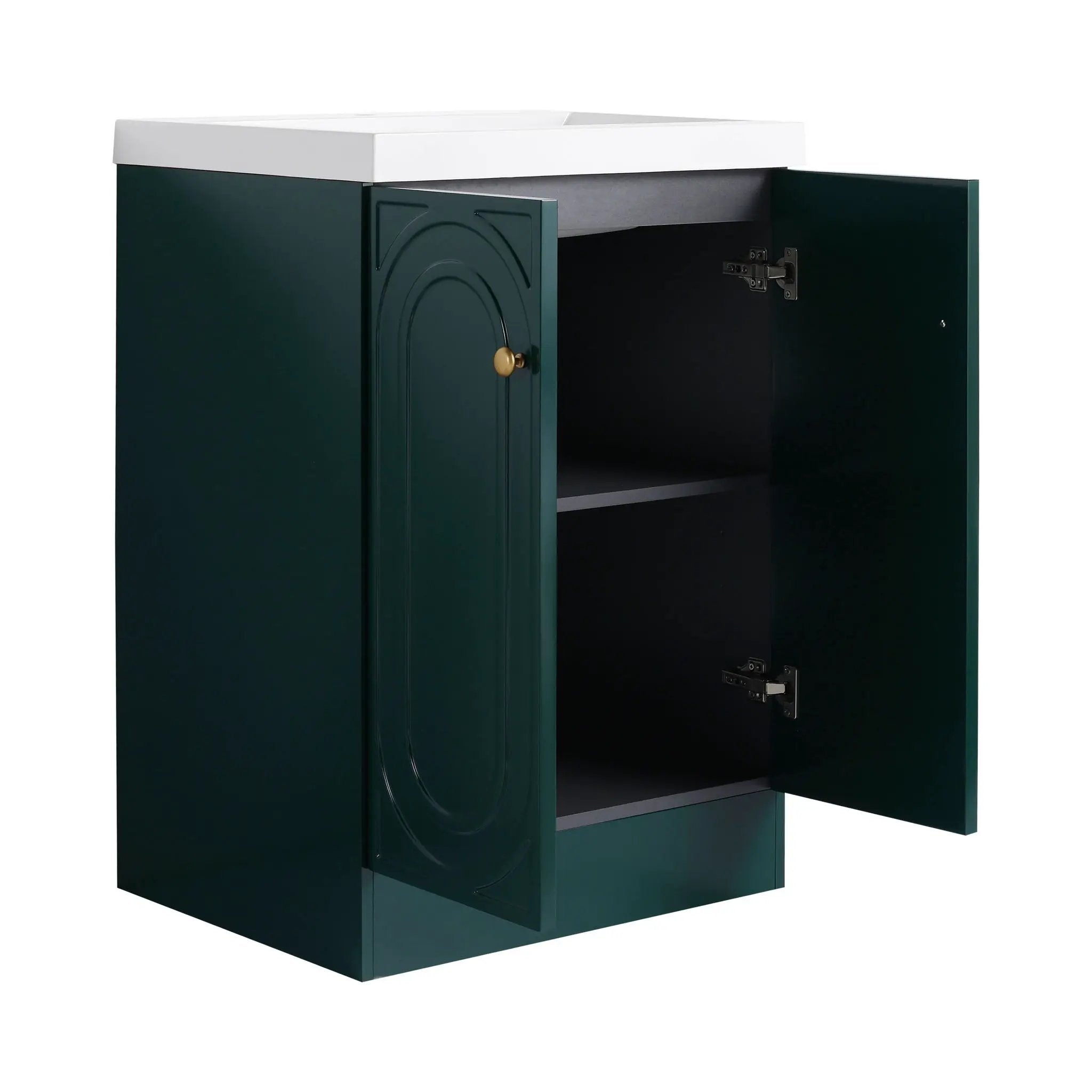 Contemporary Freestanding Bathroom Vanity With Resin Sink & Soft-Close Cabinet Doors by HouseOfZazla