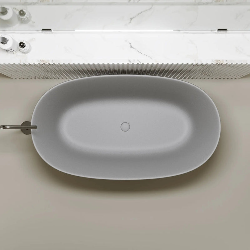 47'' Freestanding Bathtub Resin Stone Soaking Bathtub by HouseOfZazla