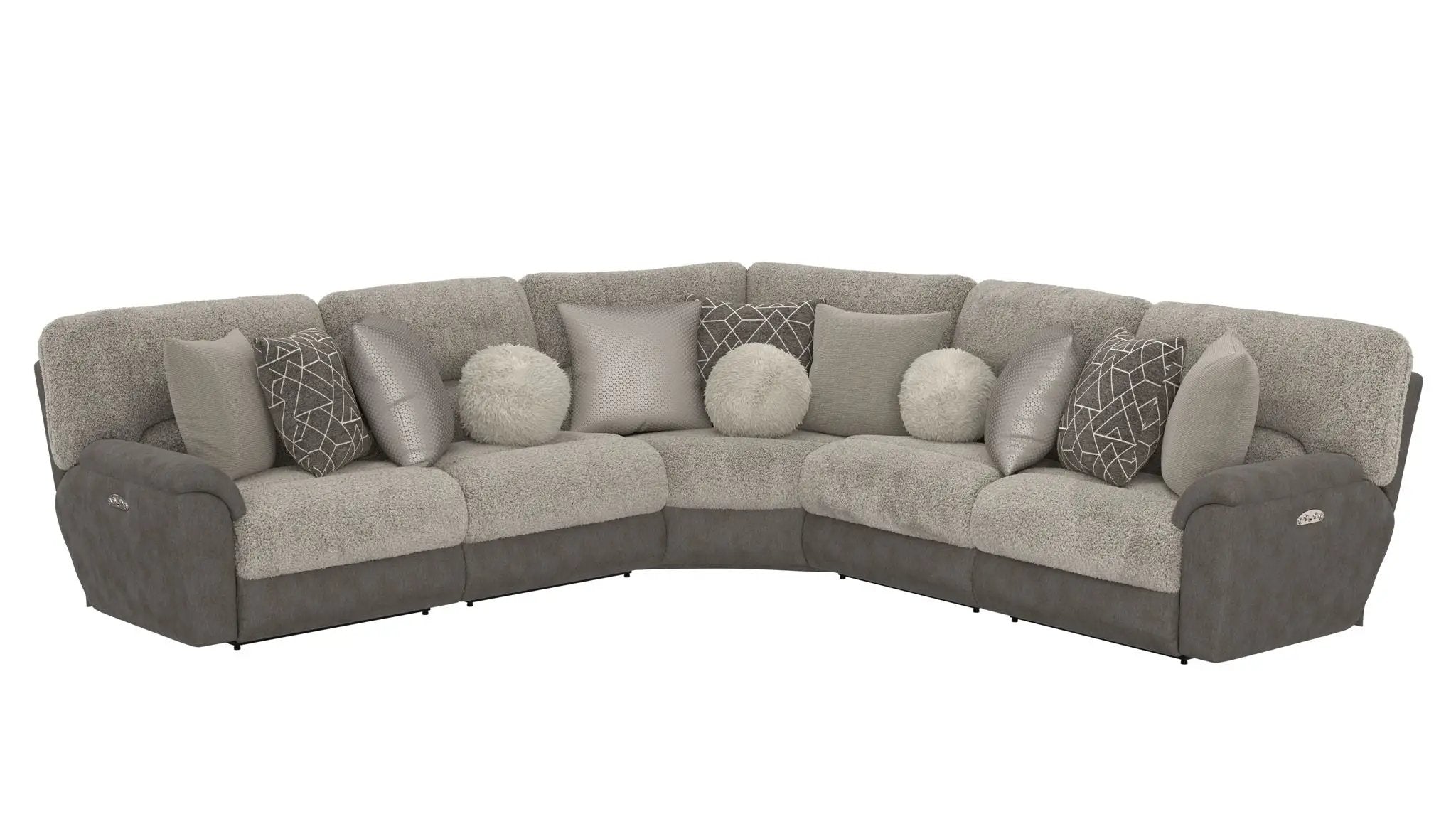 Rendezvous - 5 Piece Modular Sectional With 3 Reclining Seats & Castered Cocktail Ottoman - Umber by Unique Piece Furniture