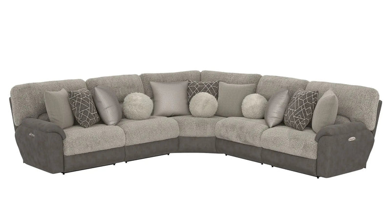 Rendezvous - 5 Piece Modular Sectional With 3 Reclining Seats & Castered Cocktail Ottoman - Umber by Unique Piece Furniture