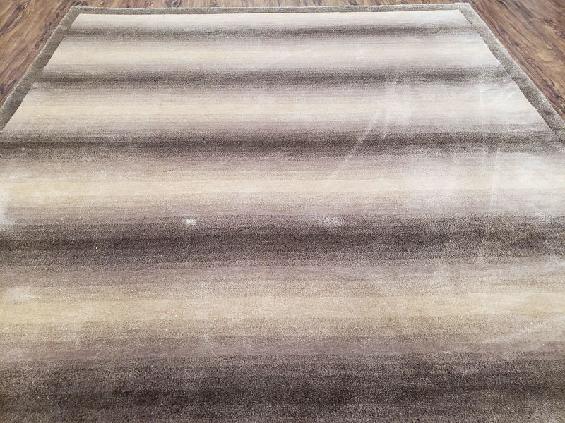 Vintage Safavieh Tibetan Indian Rug 6x9, Nepal Rug, Handmade, Striped Rug, Brown & Beige, 6x9 Oriental Carpet, Wool, Soft by Jewel Rugs