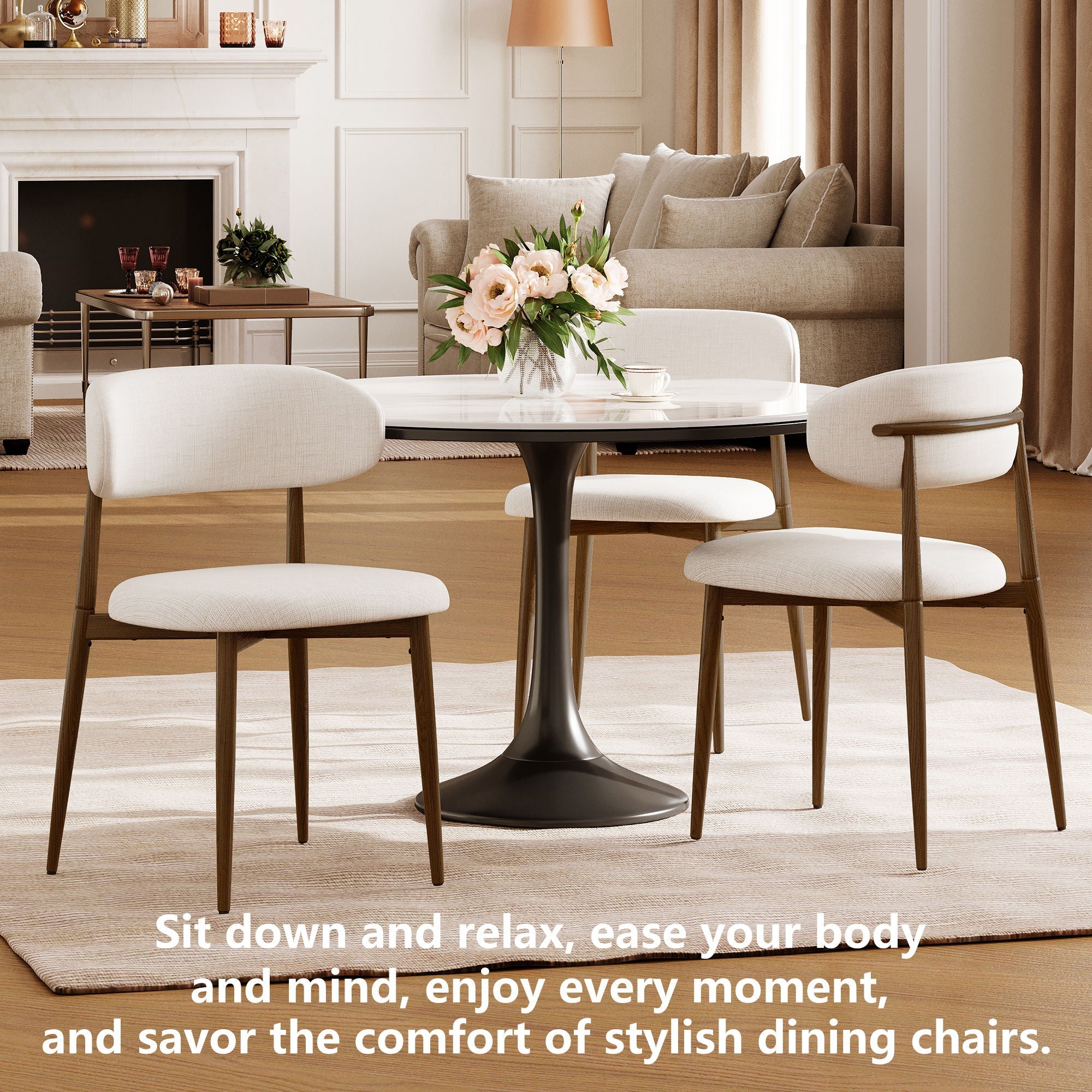 Upholstered Dining Chairs For Dining Room (Set of 2) - Beige by HouseOfZazla
