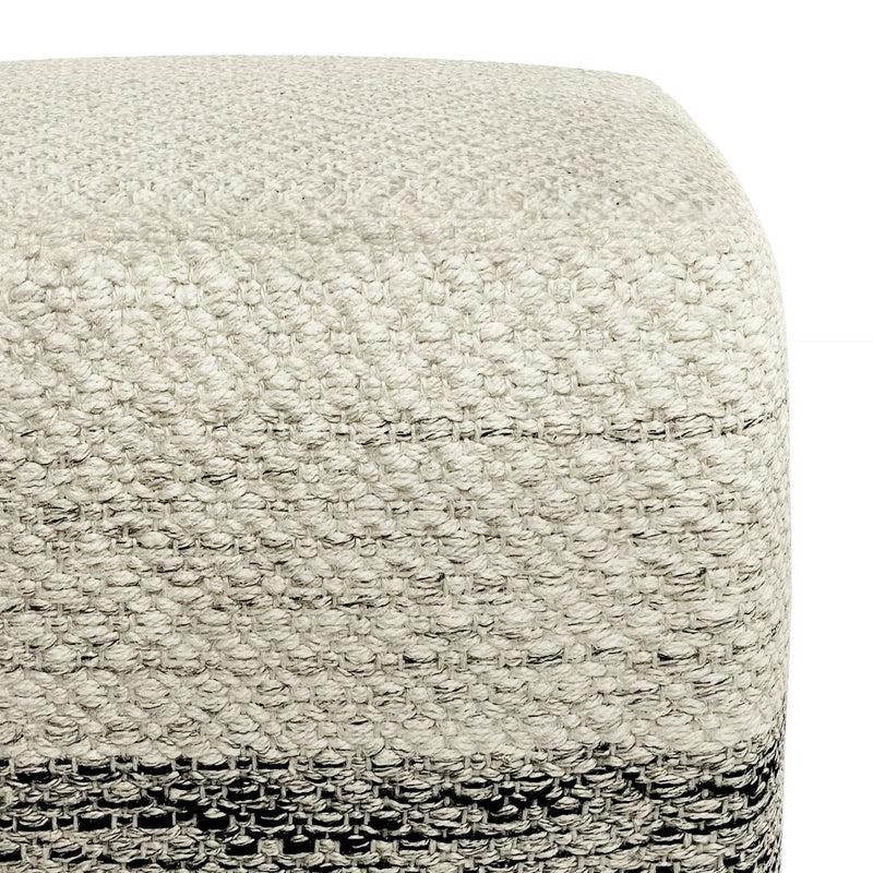 Macie - Square Woven Outdoor / Indoor Pouf - Gray / White by Unique Piece Furniture