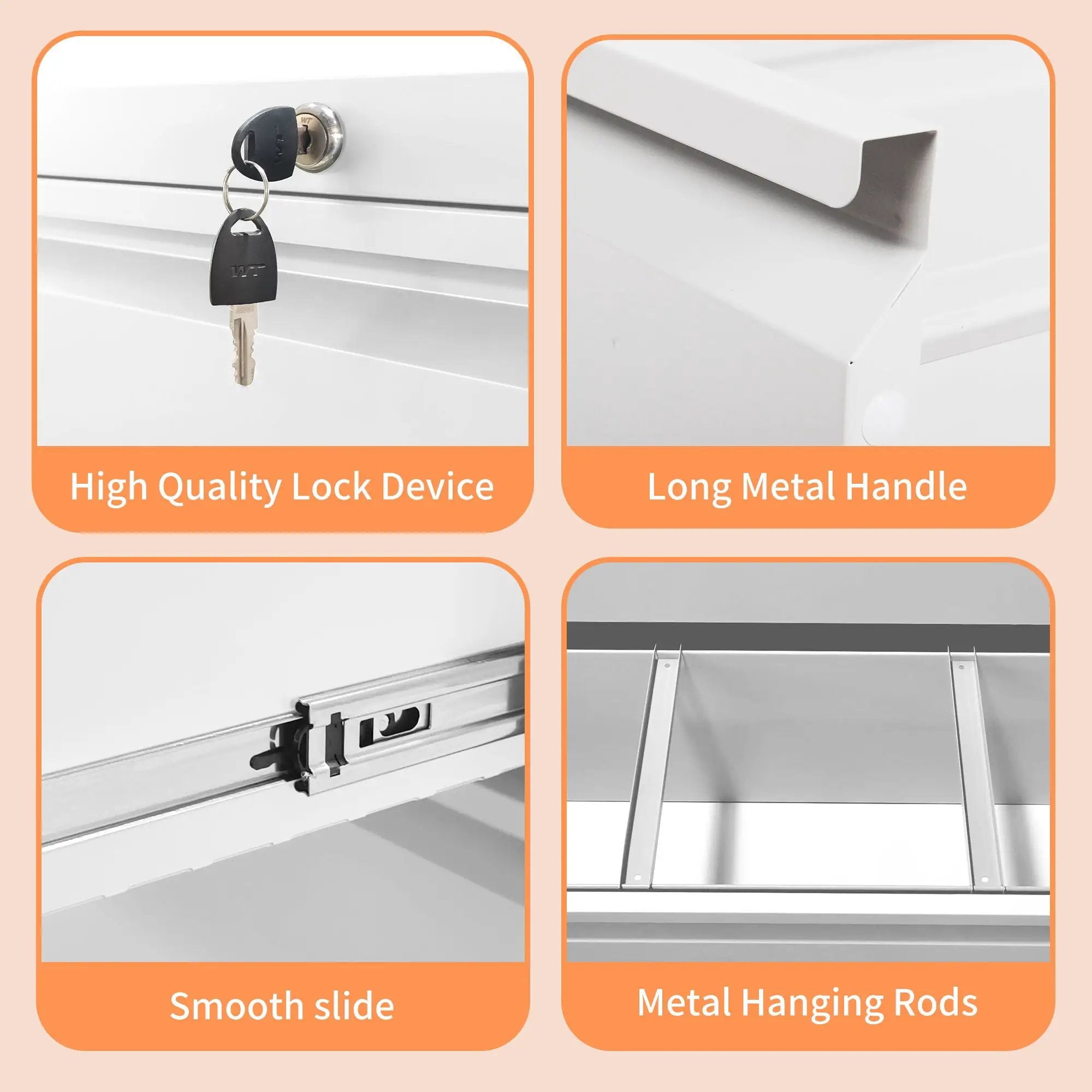 Premium Drawer Metal Lateral File Cabinet With Lock by Unique Piece Furniture