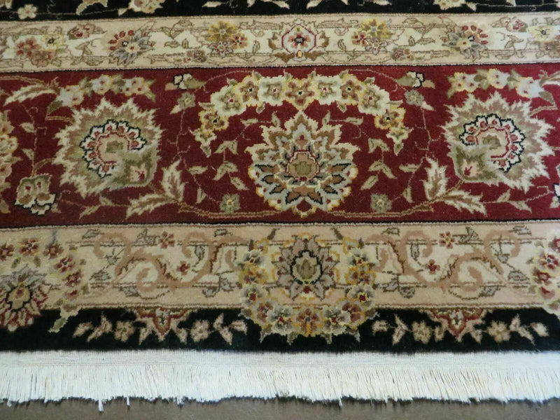 9' X 12' Vintage Handmade Fine Chinese Oriental Floral Wool Rug Silk Black by Jewel Rugs