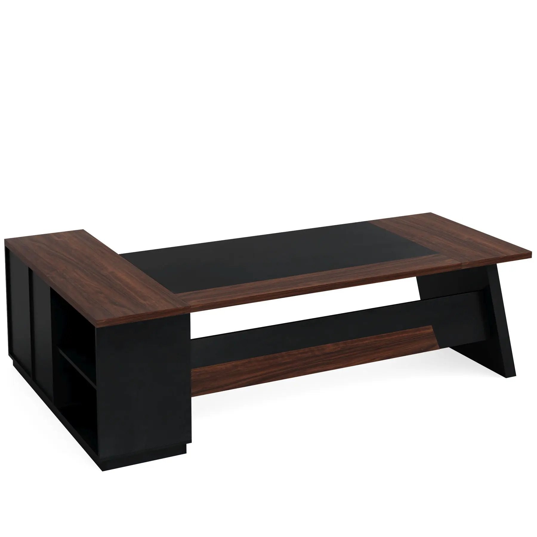 L-Shaped Executive Desk With File Cabinet & Drawers, Large Home Office Computer Workstation