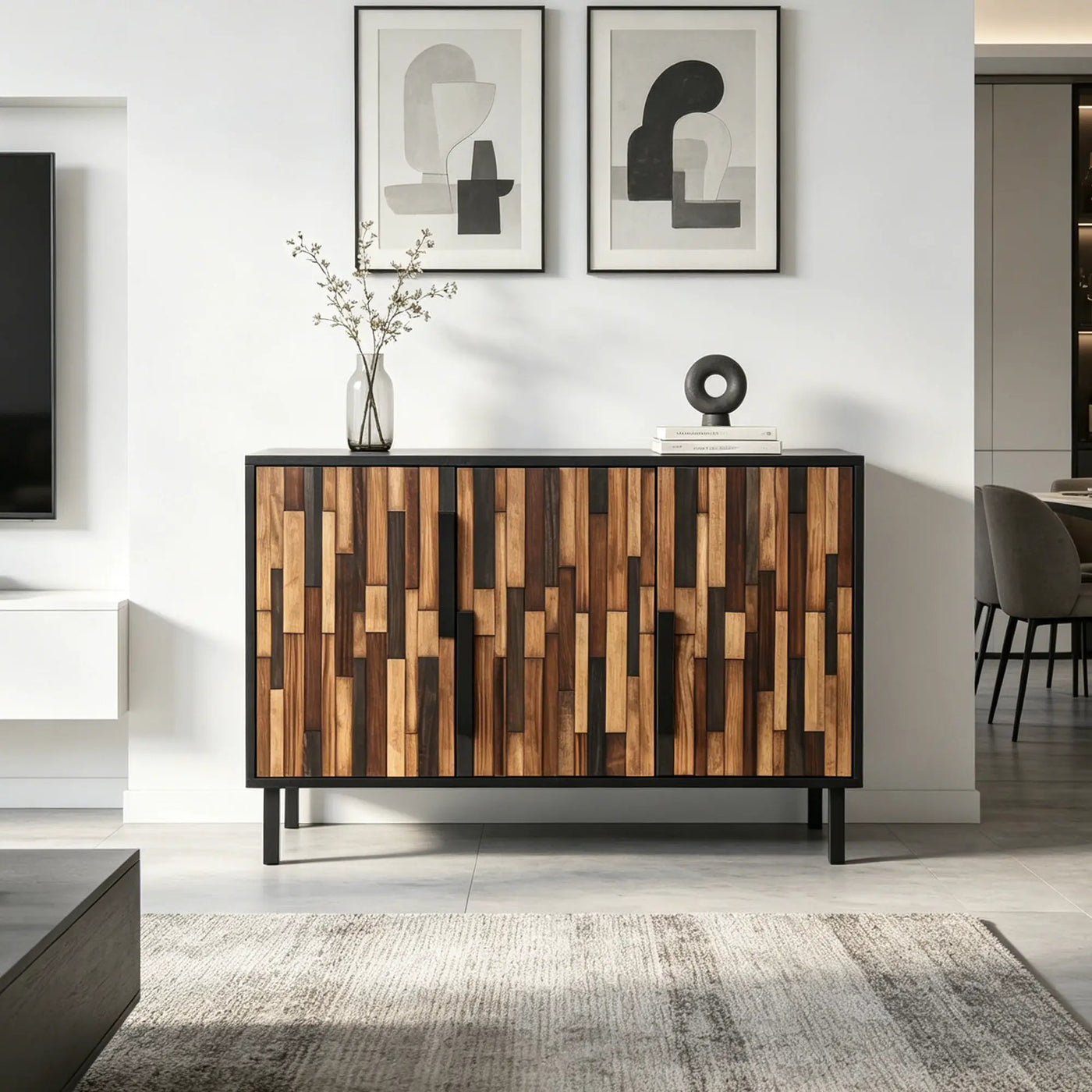 Farmhouse Rustic Sideboard With Straight Wood Pattern by HouseOfZazla