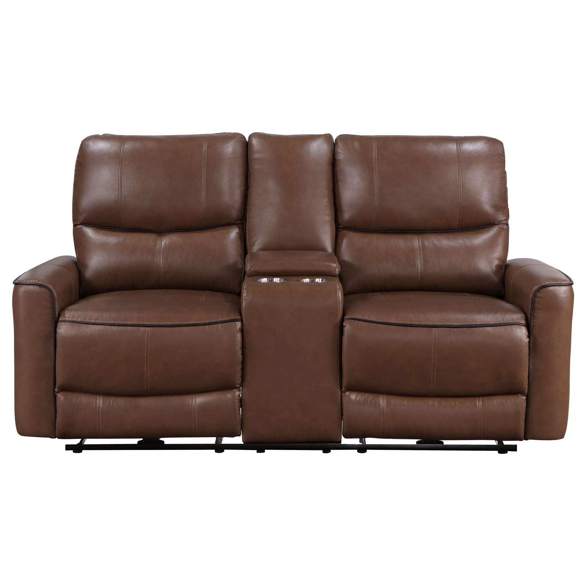 Greenfield Upholstered Power Reclining Loveseat Saddle Brown by Unique Piece Furniture