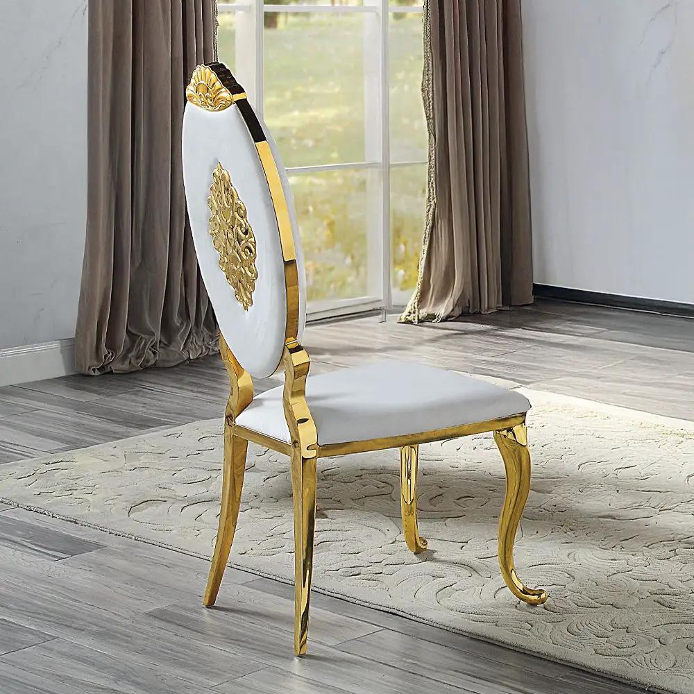 Fallon - Side Chair (Set of 2) - White Velvet & Mirrored Gold by Unique Piece Furniture