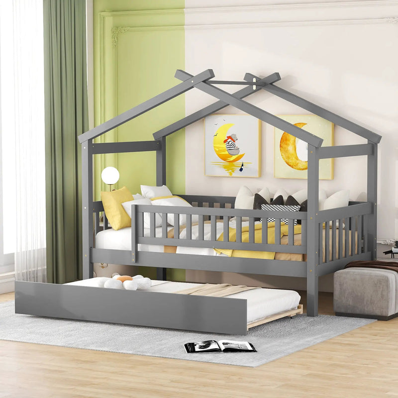 Creativity House Bed With Twin Size Trundle by HouseOfZazla