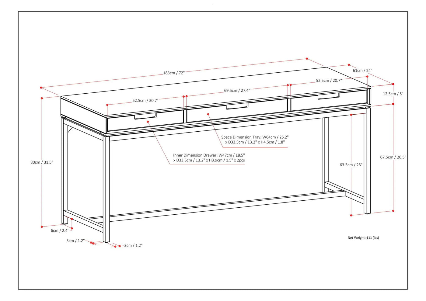 Banting - Mid Century Handcrafted Wide Desk by HouseOfZazla