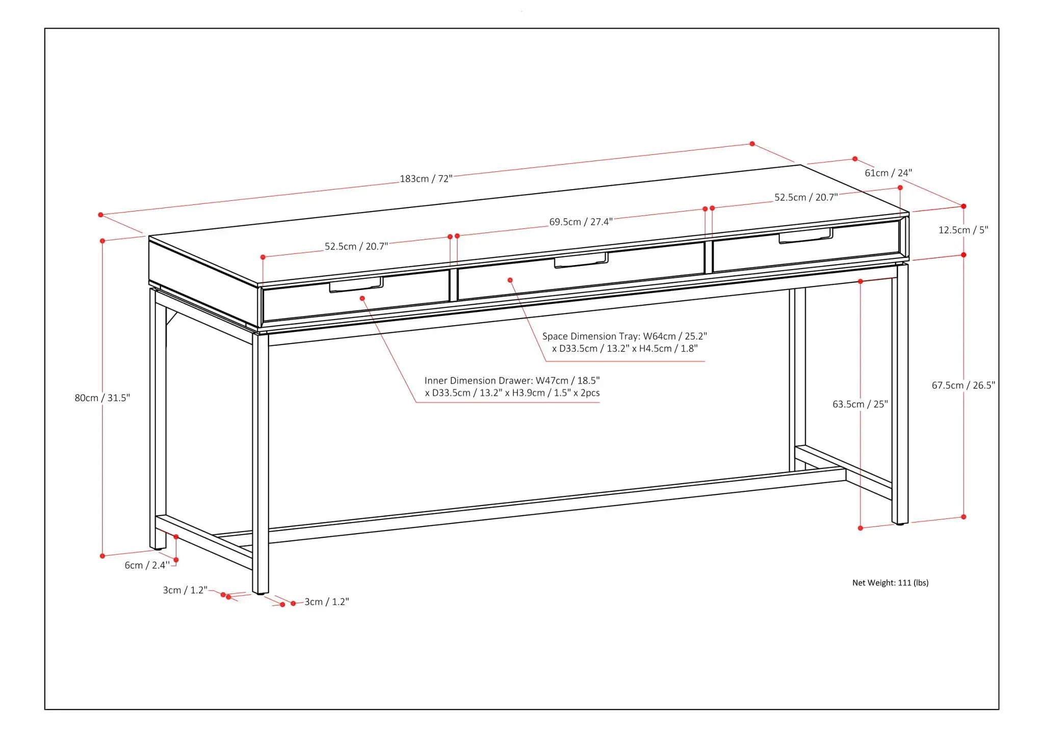 Banting - Mid Century Wide Desk, Handcrafted by HouseOfZazla