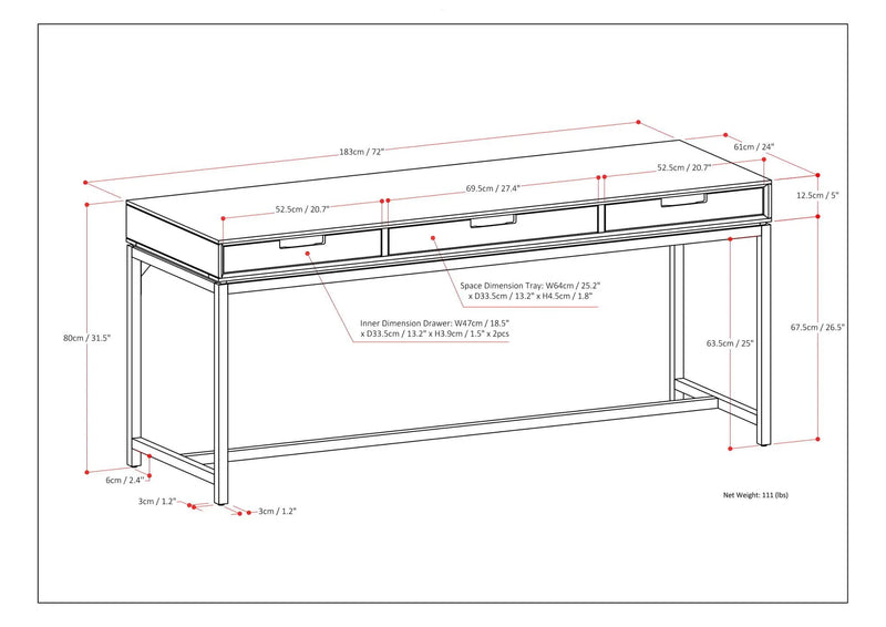 Banting - Mid Century Wide Desk, Handcrafted by HouseOfZazla