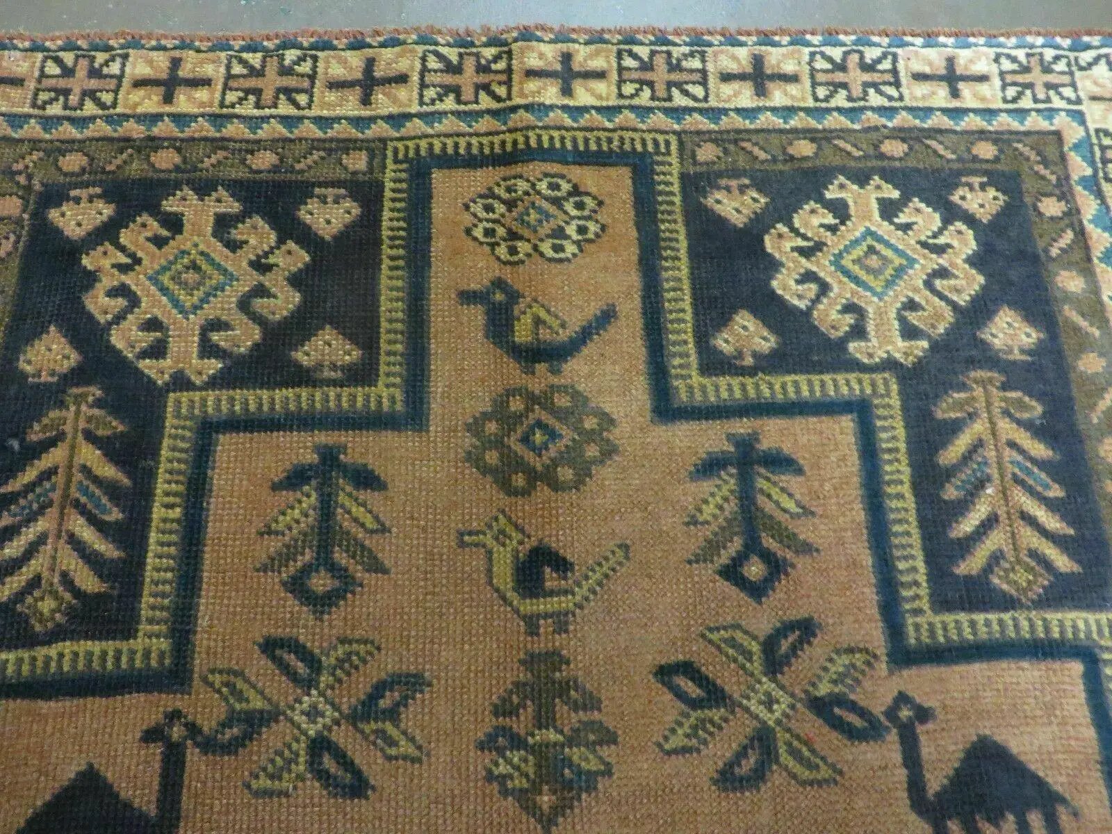 4' X 6' Antique Handmade Turkish Anatolian Wool Rug Camel Vegetable Dyes by Jewel Rugs