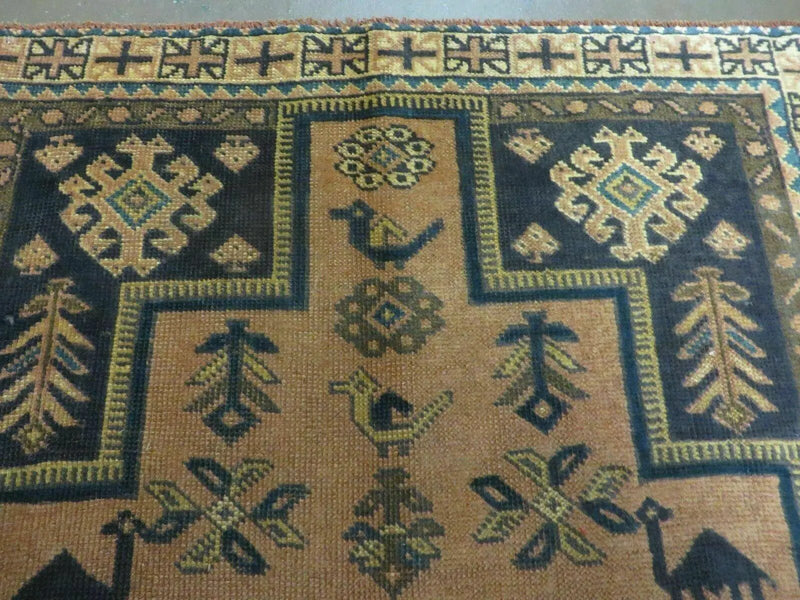 4' X 6' Antique Handmade Turkish Anatolian Wool Rug Camel Vegetable Dyes by Jewel Rugs