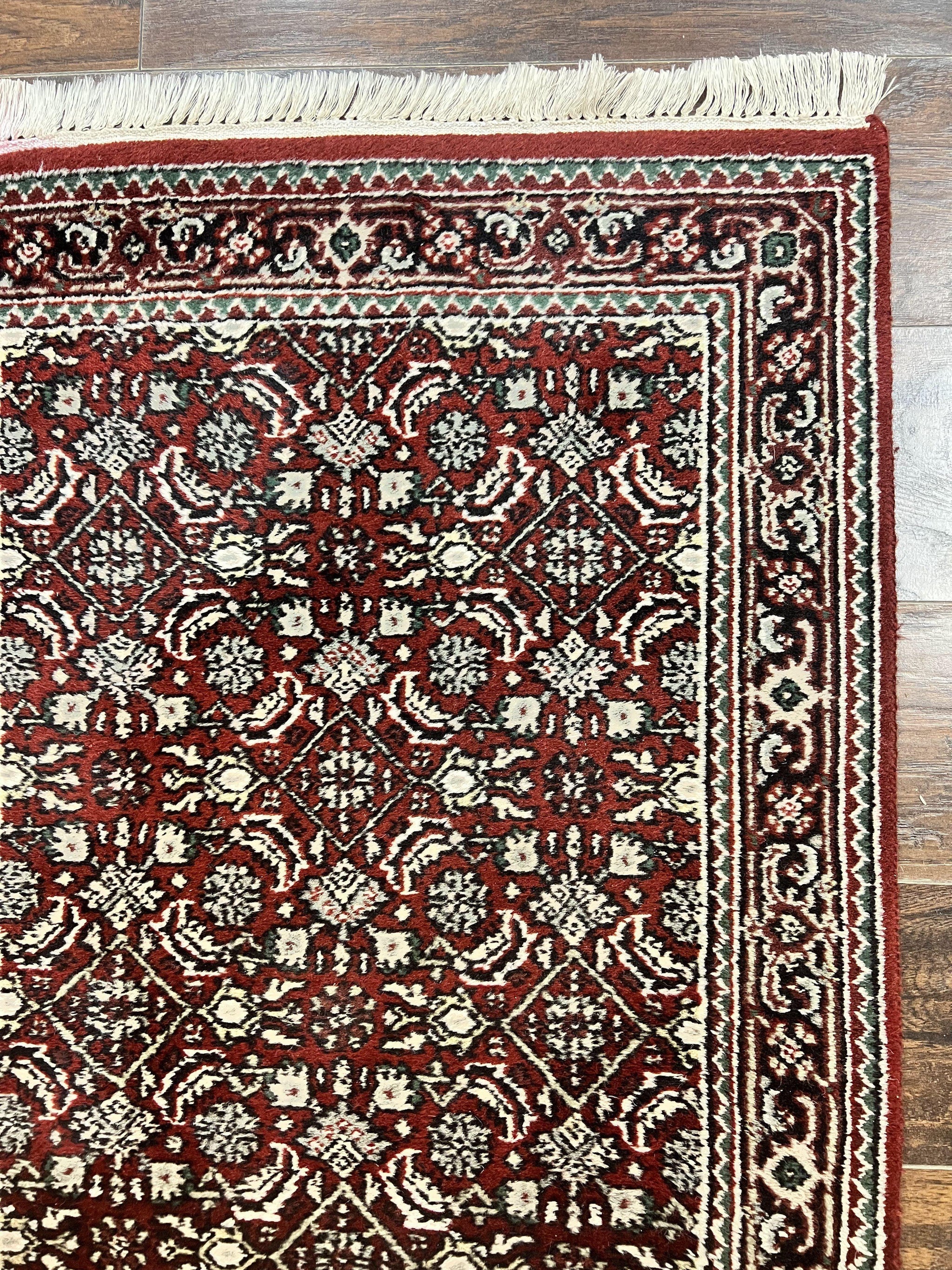 Indo Persian Runner Rug 2.7 x 8, Wool Hand Knotted Vintage Carpet, Red Black, Herati Allover Pattern, Oriental Runner, Rug for Hallway by Jewel Rugs