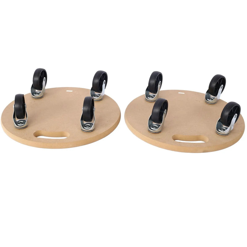 Furniture Moving Dolly, Heavy Duty Wood Rolling Mover With Wheels For Piano Couch Fridge Heavy Items, Securely Holds 500 Lbs (2 Piece Round Platform) - Natural by HouseOfZazla