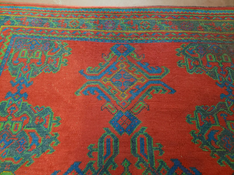 7x11 Turkish Oushak Rug, Vintage Red & Blue Oriental Carpet, Hand Knotted Wool Area Rug 7 x 11, Turkish Sparta Rug, Antique Turkish Rug Nice by Jewel Rugs