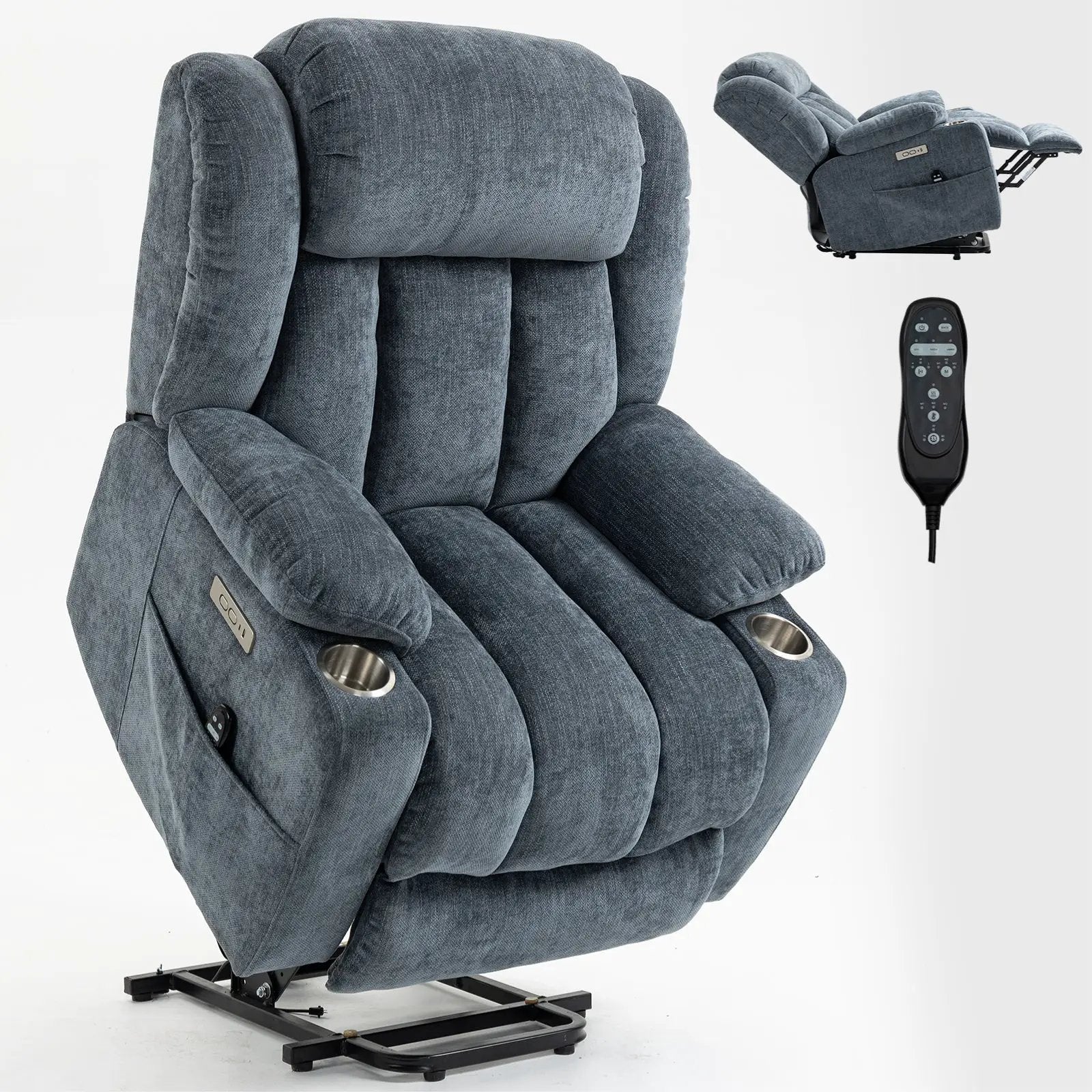 Chenille Power Lift Recliner Chair with Massage & Heating by HouseOfZazla