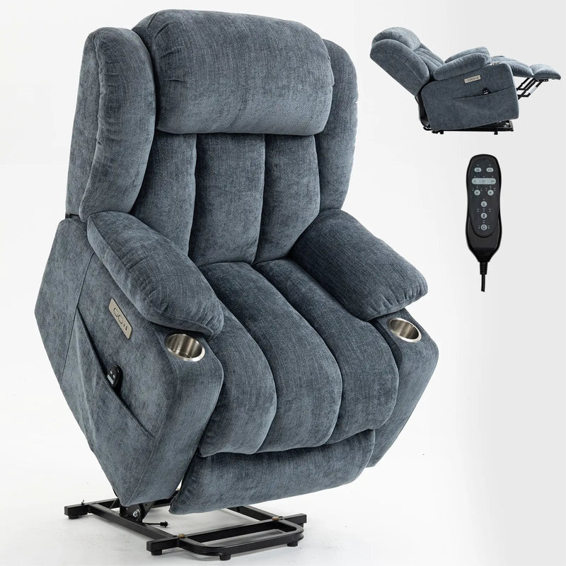 Chenille Power Lift Recliner Chair with Massage & Heating by HouseOfZazla