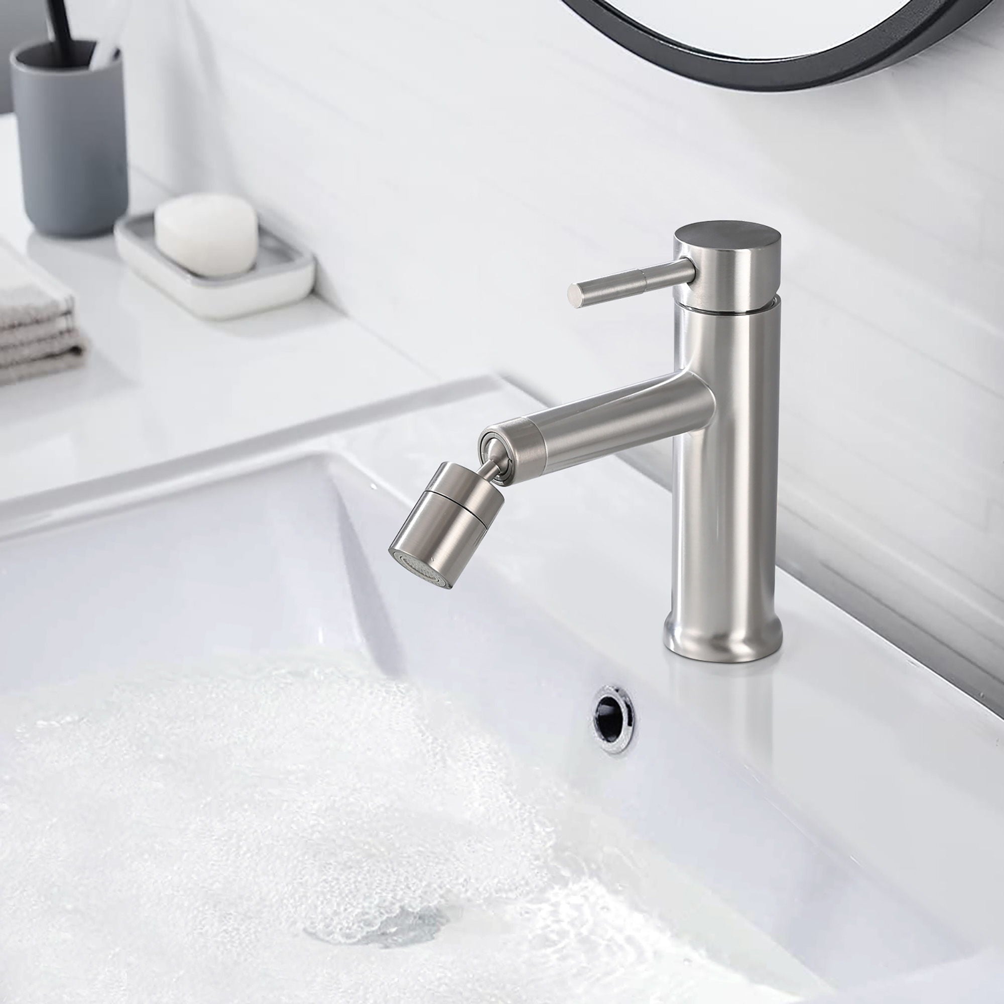 2 Mode Bathroom Faucet With 360 Degree Rotating Aerator For Sink by HouseOfZazla