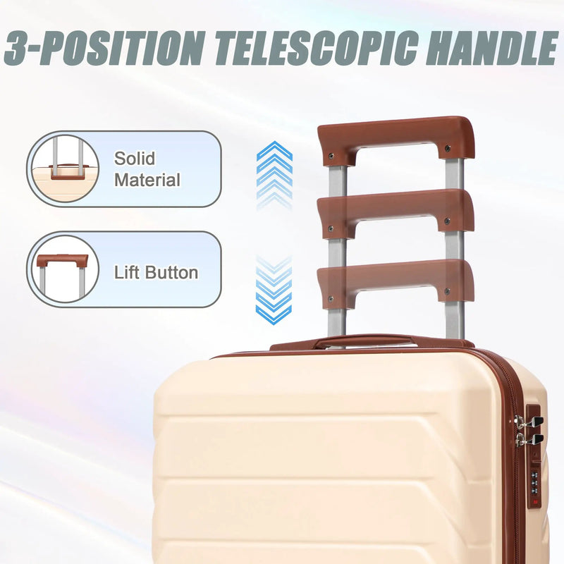 14'/20' 2-Piece Beige ABS Spinner Wheel Luggage Set by HouseOfZazla