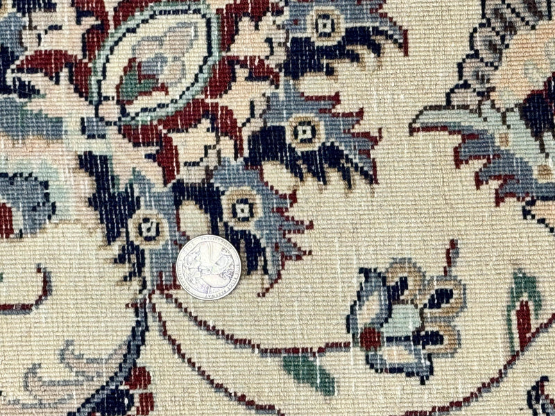 Pak Persian Rug 9x12, Maroon and Ivory, Wool Handmade Vintage by Jewel Rugs