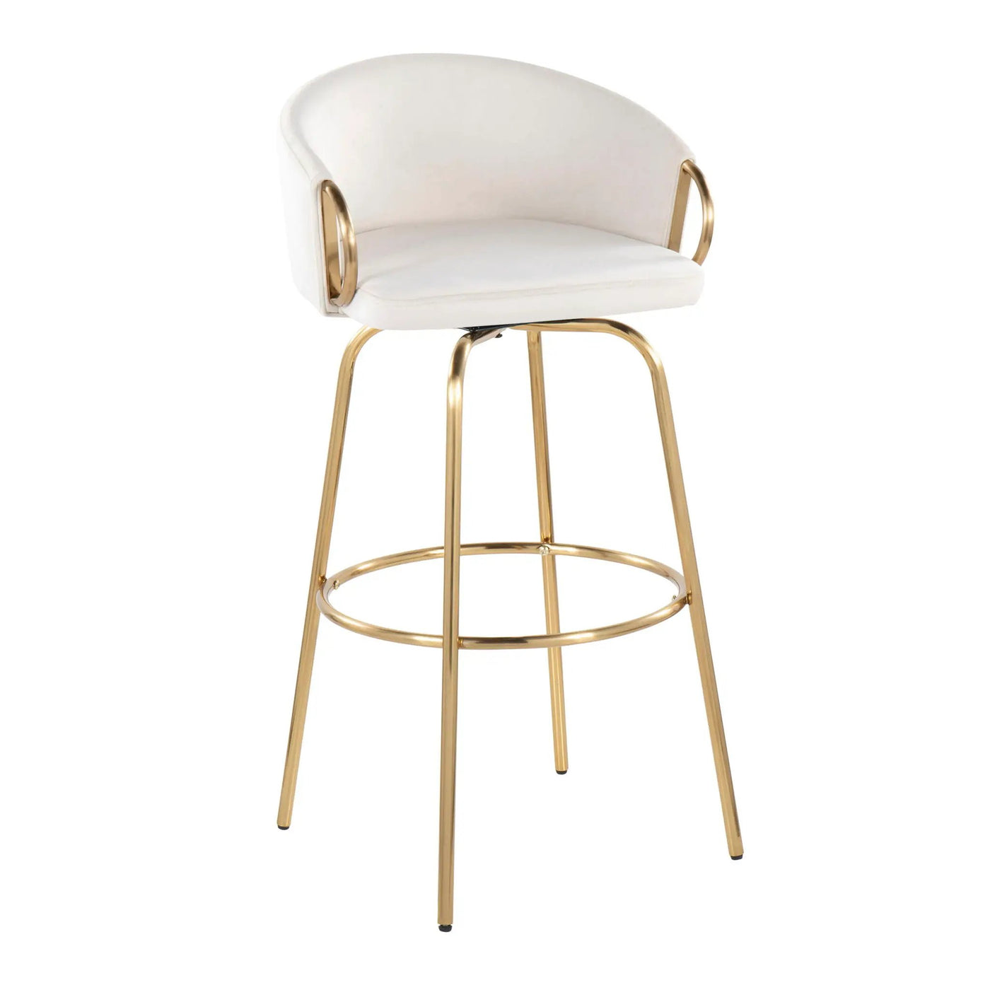 Claire - Contemporary / Glam Fixed Height Bar Stool (Set of 2) Round Footrest (Set of 2) by HouseOfZazla