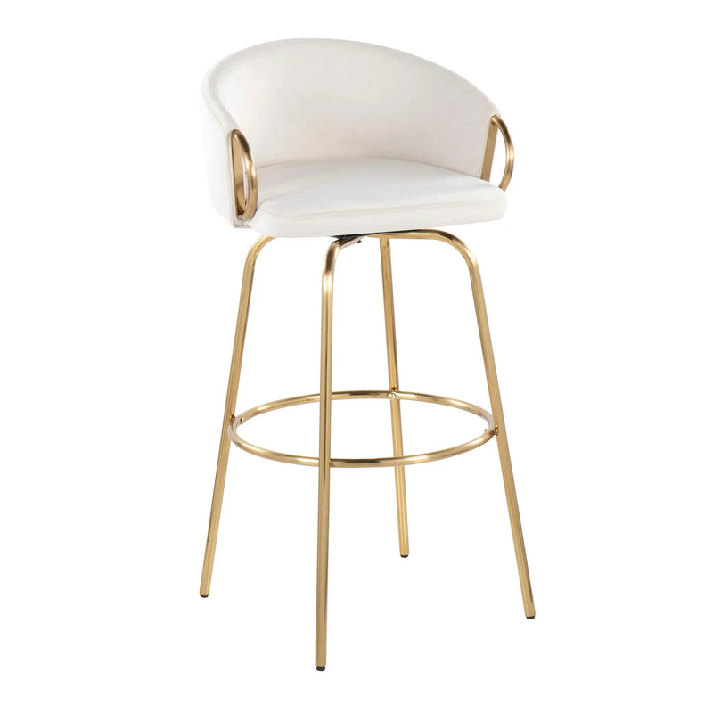 Claire - Contemporary / Glam Fixed Height Bar Stool (Set of 2) Round Footrest (Set of 2) by Unique Piece Furniture