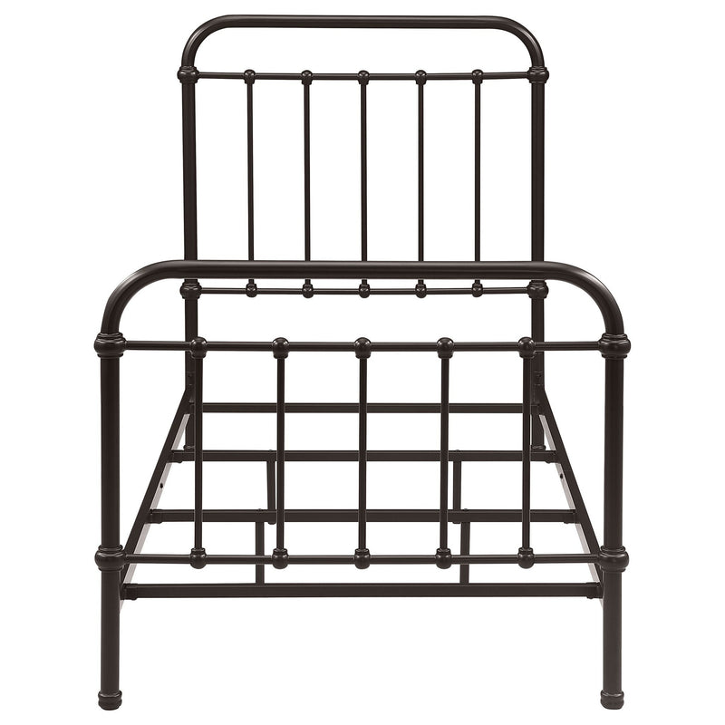 Twin Panel Bed With Ornate Design - Bronze