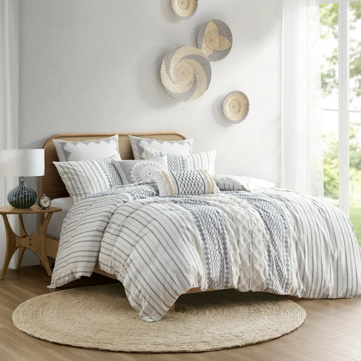 Full/Queen Cotton Printed Duvet Cover Set with Chenille by HouseOfZazla