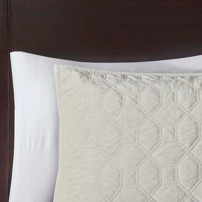 3 Piece Velvet Quilt Set Ivory King/Cal King by HouseOfZazla