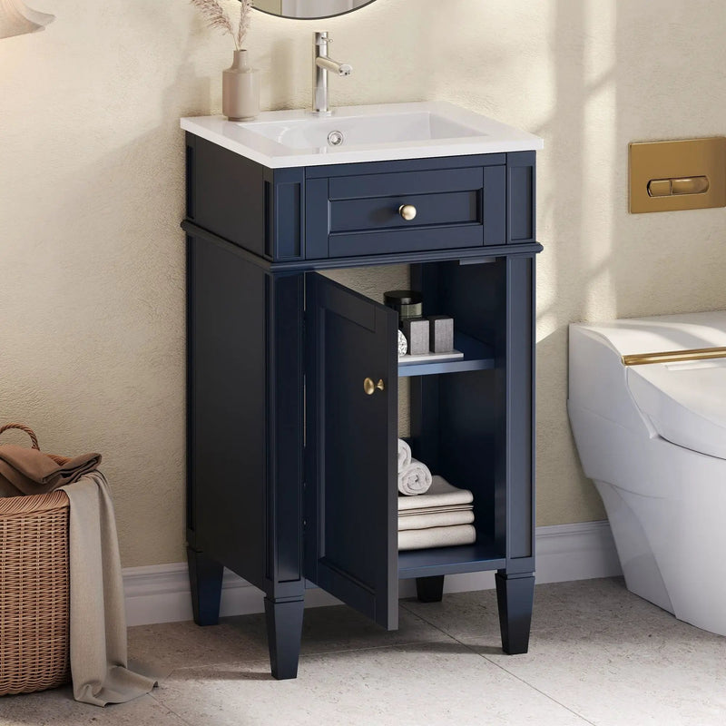 French Style Bathroom Vanity With Sink, Soft-Closing Door, Adjustable Shelf, Rectangular Design by Unique Piece Furniture