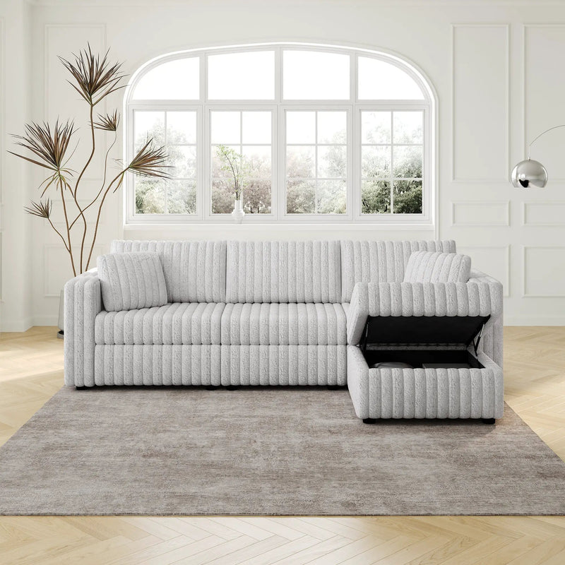 106.3" Soft 3-Person Sofa with Ottoman by HouseOfZazla