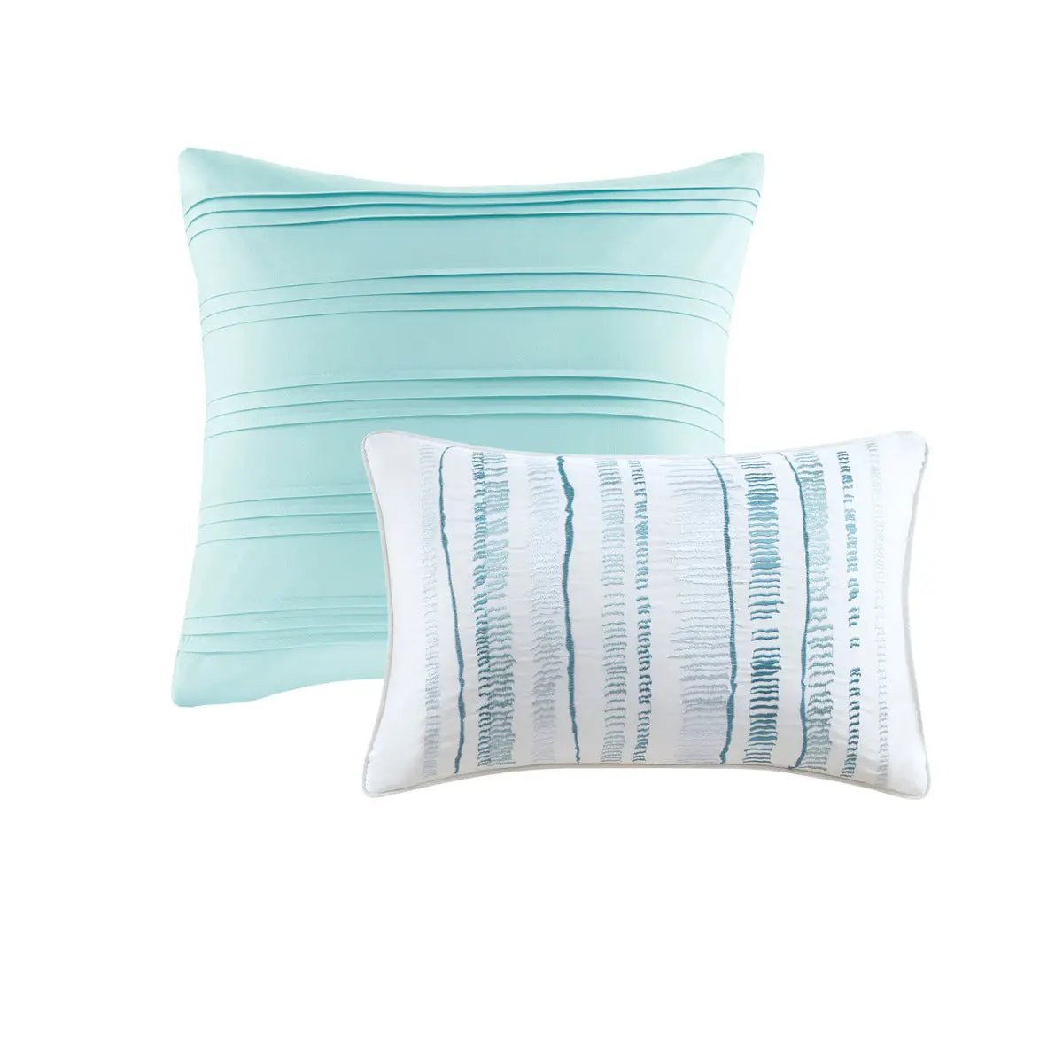 8 Piece Printed Seersucker Comforter and Quilt Set Collection Aqua King/Cal King by HouseOfZazla