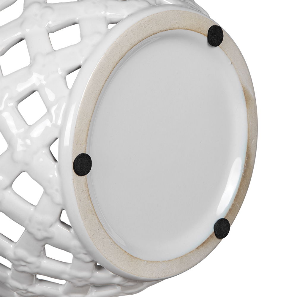Ceramic Lidded Jar with Lattice Design - White, photo 8 of 11