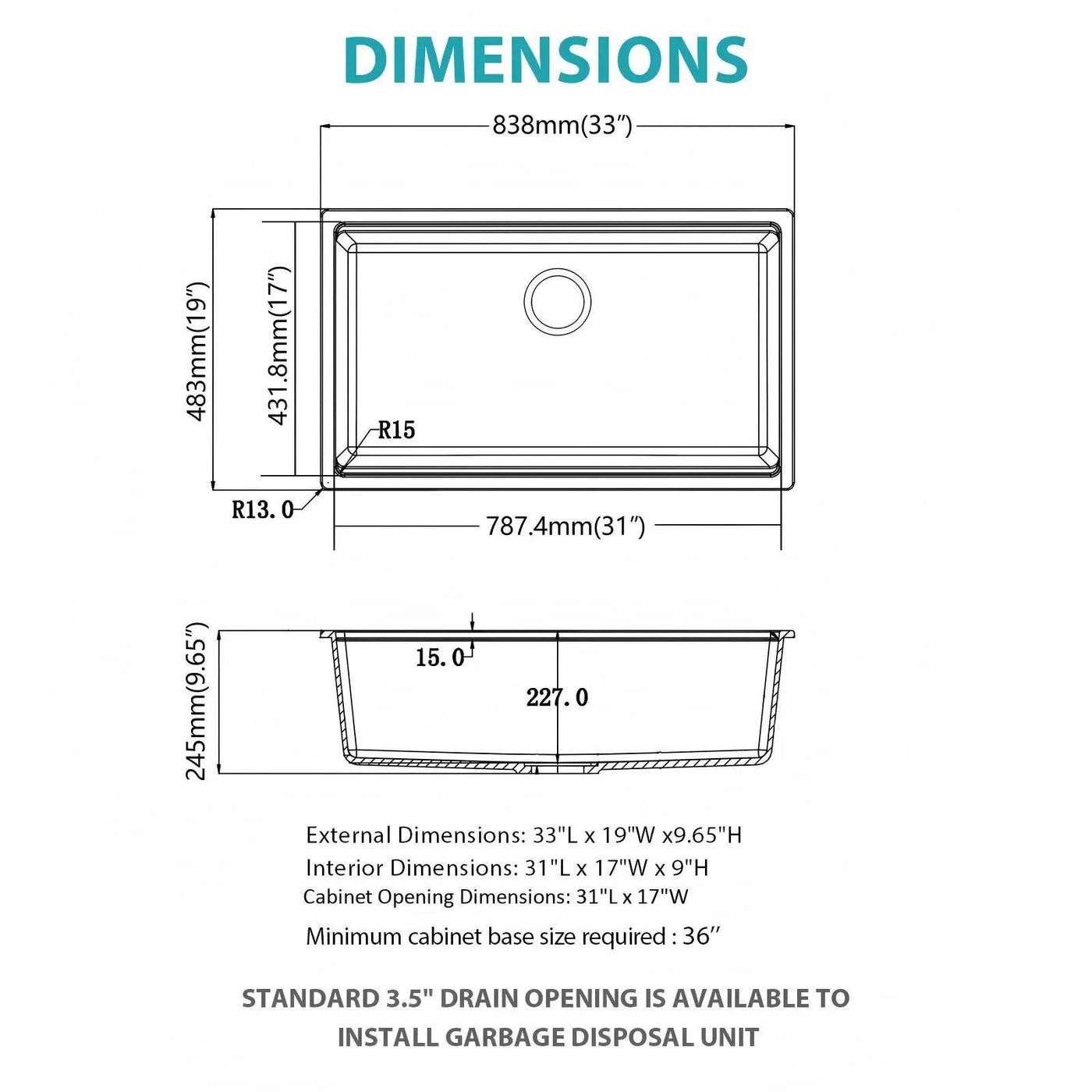Quartz Composite Kitchen Sink With Undermount Design, Durable Single Bowl Workstation by HouseOfZazla